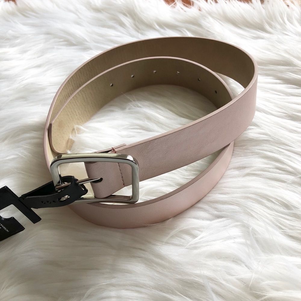 NWT blush metallic iNC faux leather womens LG belt